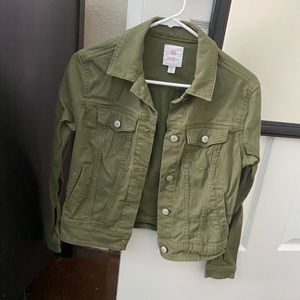 Lula roe army green jean jacket